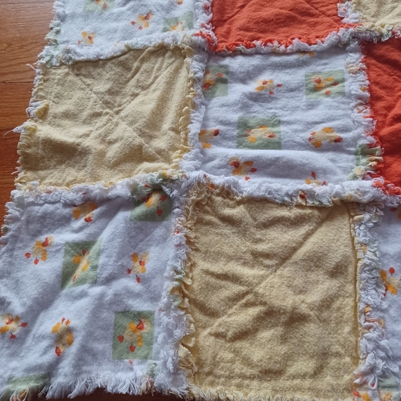 Handmade Reversible Quilted Rag Patchwork Blanket Bedding Play Mat Duck Pattern - Picture 2 of 11